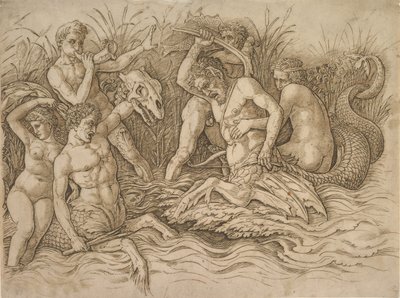 Schlacht der Meeresgötter rechte Hälfte, ca. 1485-88 von Andrea Mantegna