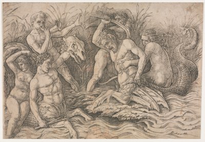 Schlacht der Meeresgötter - rechter Teil, um 1485-88 von Andrea Mantegna