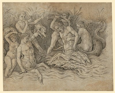 Kampf der Seegötter von Andrea Mantegna
