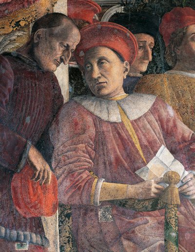 Ludovico Gonzaga und Berater Marsilio Andreasi (Detail) von Andrea Mantegna