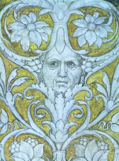 Selbstporträt im dekorativen Fries der Camera degli Sposi oder Camera Picta (Detail) von Andrea Mantegna