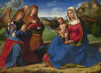 Die Jungfrau und das Kind, von zwei Engeln verehrt, ca. 1505 von Andrea Previtali