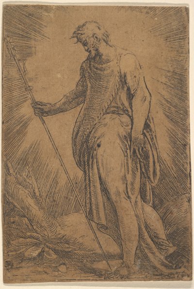 Ein Apostel mit einem Stab nach links, ca. 1540-60 von Andrea Schiavone