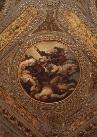 Die Macht der Waffen, von der Decke der Bibliothek, 1556 von Andrea Schiavone