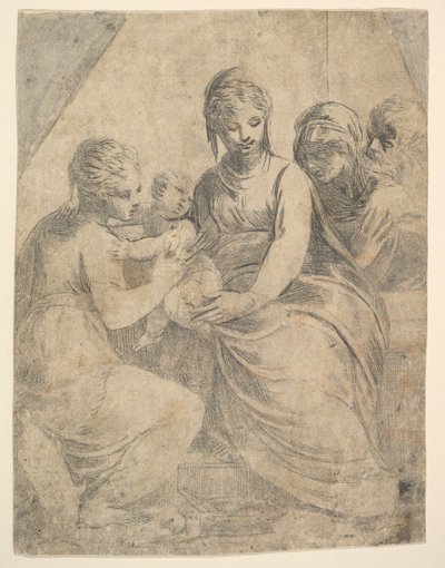 Die Jungfrau und das Kind, begleitet von Heiligen, ca. 1540-50 von Andrea Schiavone