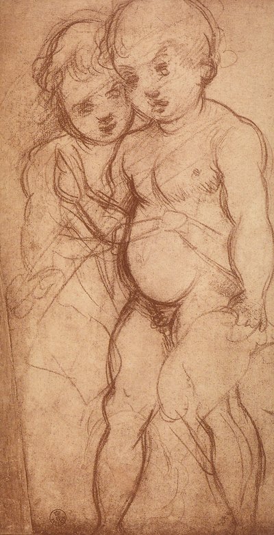 Studie von zwei Engeln; Zeichnung von Andrea del Sarto. Gabinetto dei Disegni e delle Stampe, Uffizien, Florenz von Andrea del Sarto