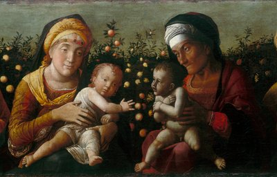 Die Heilige Familie mit den Heiligen Elisabeth, Johannes und Zacharias (Detail) von Andrea school of Mantegna