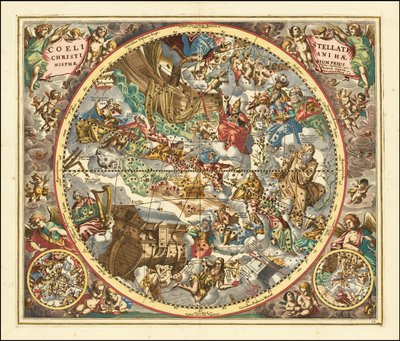 1660 Himmelskarte der Sternbilder nach christlicher Symbolik von Andreas Cellarius