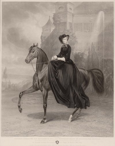 Porträt von Elisabeth von Bayern zu Pferd, 1853 von Andreas Johann Fleischmann