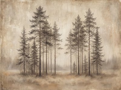 Nebliger Kiefernwaldskizze von Andreas Magnusson