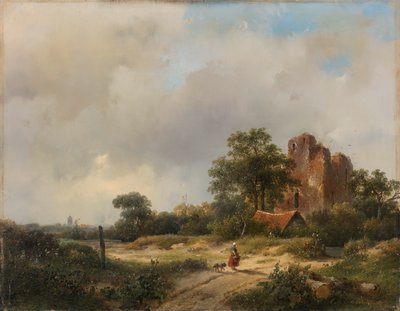 Landschaft mit den Ruinen der Burg Brederode in Santpoort von Andreas Schelfhout