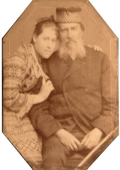 Porträt des Dichters Jakow Petrowitsch Polonski (1820-1898) mit Tochter Natalia von Andrei Osipovich Karelin