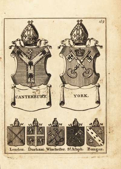Wappen der Bischöfe von Canterbury, York, London, Durham, Winchester, St von Andrew Johnston