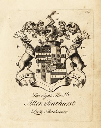 Wappen des Hochwohlgeborenen Allen Bathurst, Lord Bathurst von Andrew Johnston