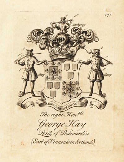 Wappen des hochwürdigen George Hay, Lord of Penwardian, 8. Earl of Kinnoule in Schottland von Andrew Johnston