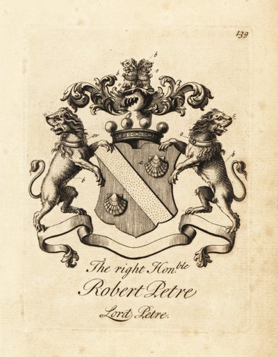 Wappen des Hochwohlgeborenen Robert Petre, Lord Petre, 8. Baron Petre von Andrew Johnston