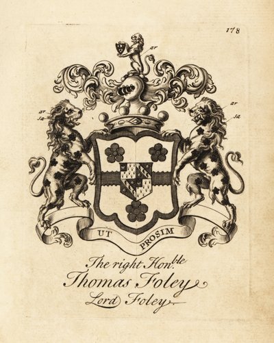 Wappen des Hochwohlgeborenen Thomas Foley, Lord Foley von Andrew Johnston