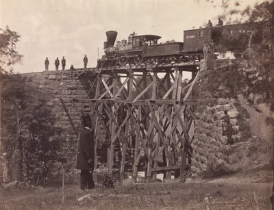 Brücke an der Orange und Alexandria Eisenbahn, repariert von Armeetechnikern unter Colonel Herman Haupt, 1865 von Andrew Joseph Russell