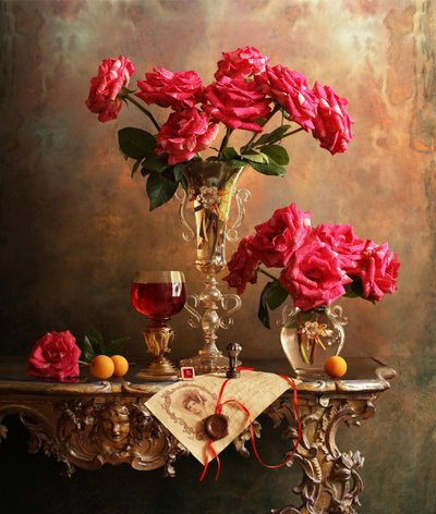 Klassisches Rosenstillleben von Andrey Morozov