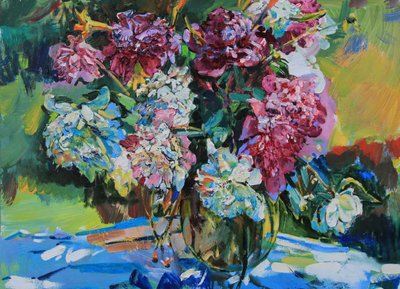 Lebhaftes Pfingstrosenbouquet von Andrii Kutsachenko