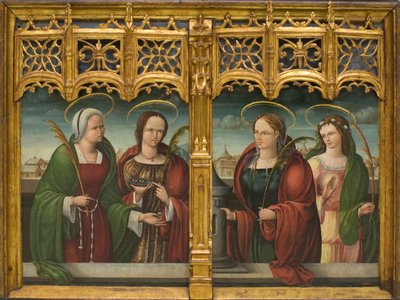 Heilige Apollonia, Lucia und Barbara und ein weiterer Heiliger Märtyrer von Andrés de Melgar