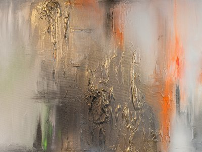 Dynamisches Gold-Orange-Abstrakt von Anete Purina-Purite