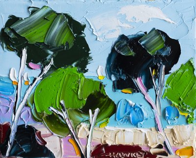 Lebhafte Impasto Landschaft von Angela Hawkey