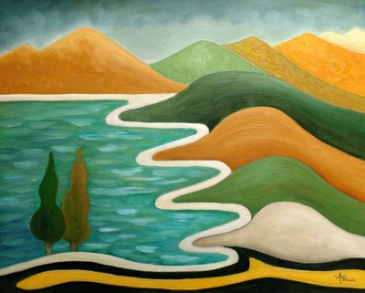 Abstrakte Flusslandschaft von Angeles M. Pomata