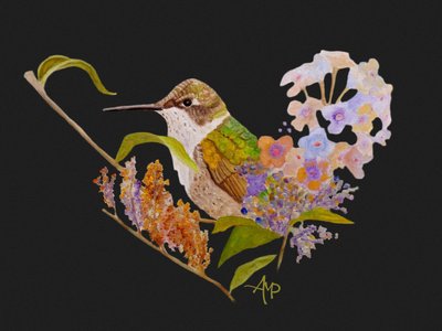 Kolibri Herzblumen von Angeles M. Pomata
