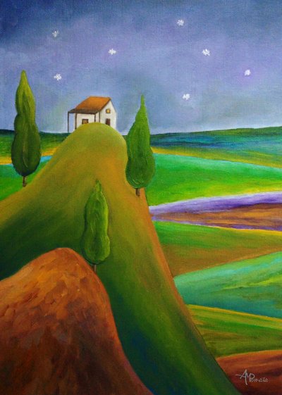 Idyllisches Bergheim Nacht von Angeles M. Pomata