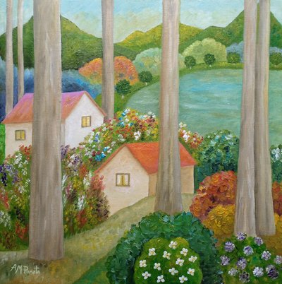Friedliches Walddorf von Angeles M. Pomata