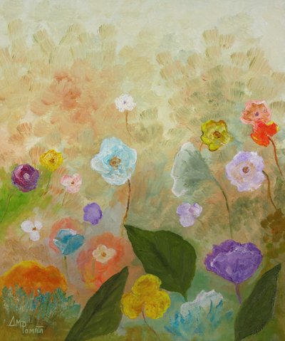 Verspieltes Blumenfeld von Angeles M. Pomata