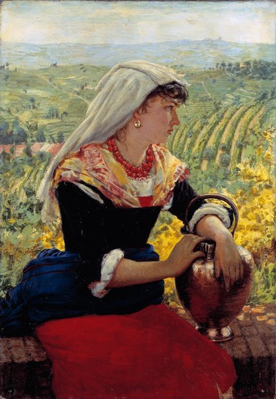 Porträt seiner Frau in Monferrato-Kleidung von Angelo Morbelli