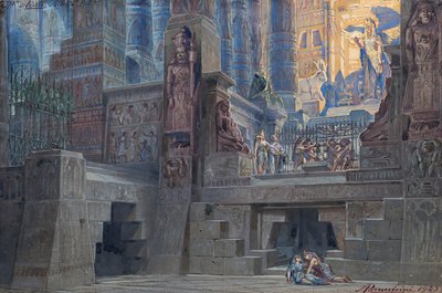 Bühnenbild für die Oper Aida von Giuseppe Verdi, 1923 von Angelo Parravicini