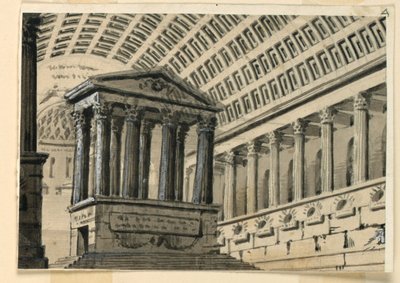 Bühnenbild, Innenraum einer Grabhalle von Angelo Toselli