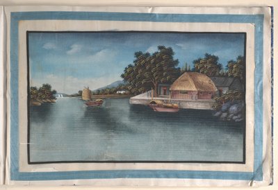 Album mit zwölf Gemälden von Szenen entlang eines Flusses von Anglo-Chinese School