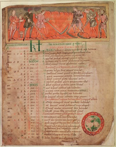 Ernte, aus einem Kalender, ca. 1030 von Anglo Saxon