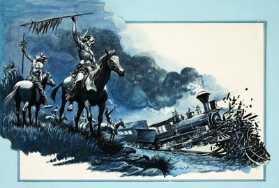 Cheyenne-Krieger verursachen einen Zugunglück von Angus McBride