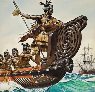 Eingeborene und Captain Cook (1728-79) von Angus McBride