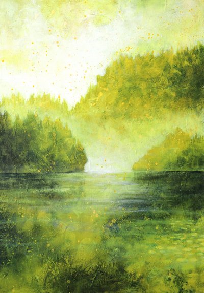 Nebliger grüner Fluss von Ania Witwitzka
