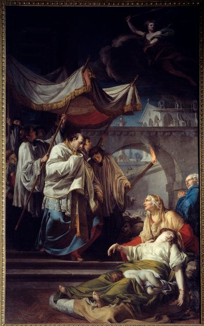 Borromee kommuniziert Pestkranke. Heiliger Karl Borromee (Carlo Borromeo) von Anicet Charles Gabriel Lemonnier