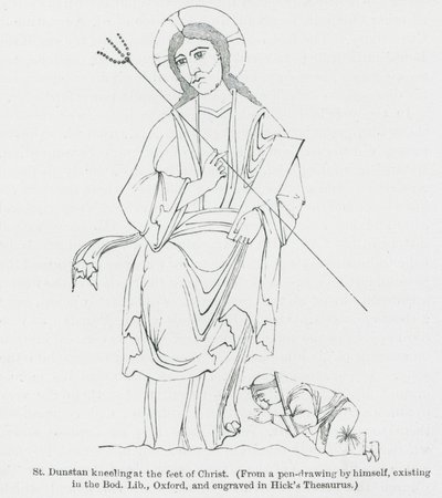 St. Dunstan kniet zu Füßen Christi von Anna Brownell Jameson