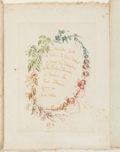 Titelseite, aus Neue Suite von Notizbüchern mit idealen Blumen zur Verwendung durch Zeichner und Maler von Anne Allen