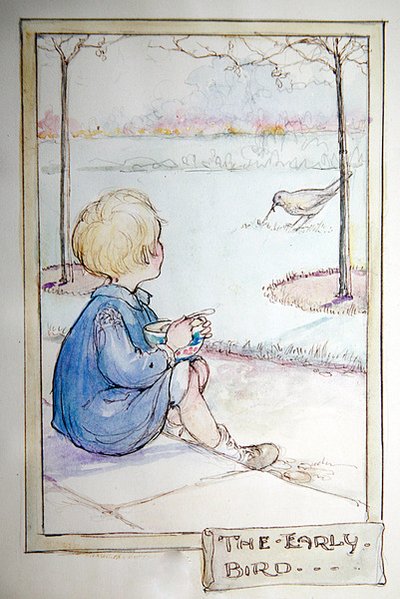 Der frühe Vogel - Drossel holt sich einen Wurm von Anne Anderson