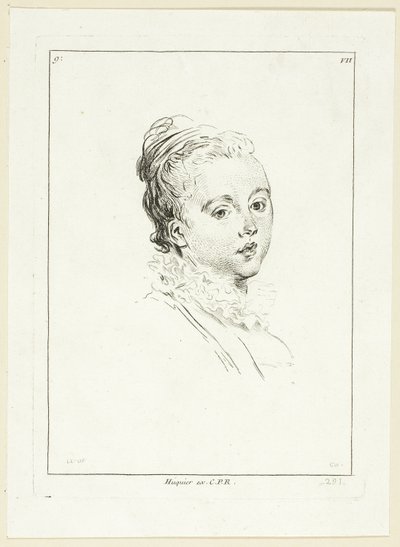 Frauenkopf (nach links gewandt) von Anne Claude Philippe Caylus