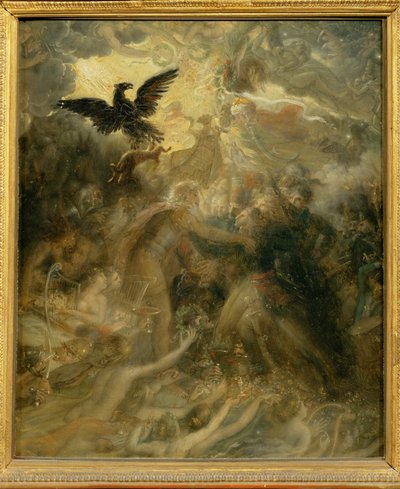 Die Schatten der französischen Helden empfangen von Ossian im himmlischen Elysium. Satirische Replik des großen von Anne Louis Girodet de Roucy-Trioson