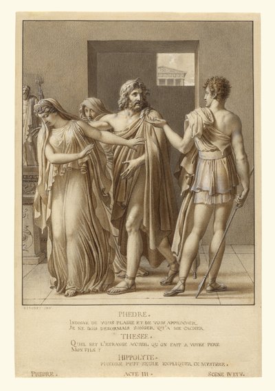 Phaedra weist die Umarmungen des Theseus zurück von Anne Louis Girodet de Roucy Trioson