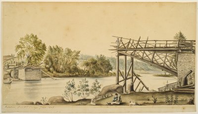 Unvollständige Brücke, Palatine, New York, 1808 von Anne Marguerite Hyde de Neuville