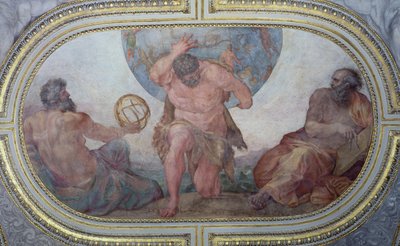 Herkules stützt die Welt, flankiert von Euklid und Ptolemäus, aus dem 