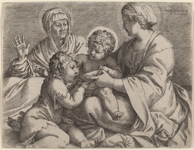 Madonna und Kind mit den Heiligen Elisabeth und Johannes dem Täufer (La Madonna della Scodella) von Annibale Carracci